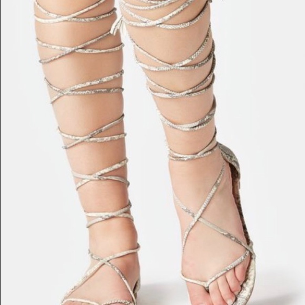 Snakeskin knee high gladiator style sandals